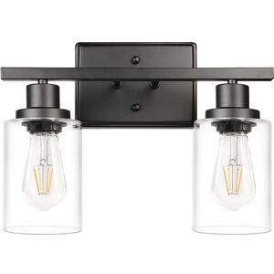 2-Light Wall Sconces, Modern Vanity Light Fixture Black Finish, Wall Light